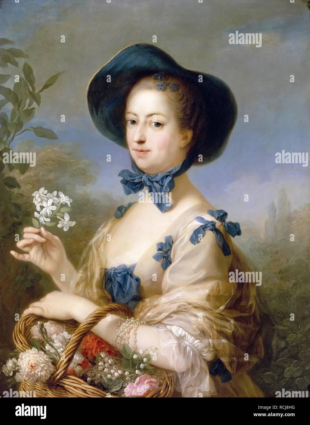 Jeanne-Antoinette Poisson, marquise de Pompadour (Belle Jardiniere). Museum: Musée de l'Histoire de France, Château de Versailles. Author: VAN LOO, CHARLES-ANDRE. Stock Photo