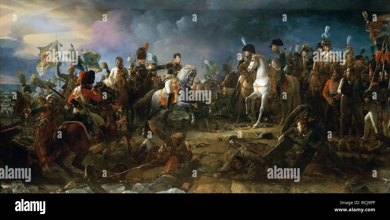 The Battle of Austerlitz on December 2, 1805. Museum: Musée de l'Histoire de France, Château de Versailles. Author: GERARD, FRANÇOIS. Stock Photo