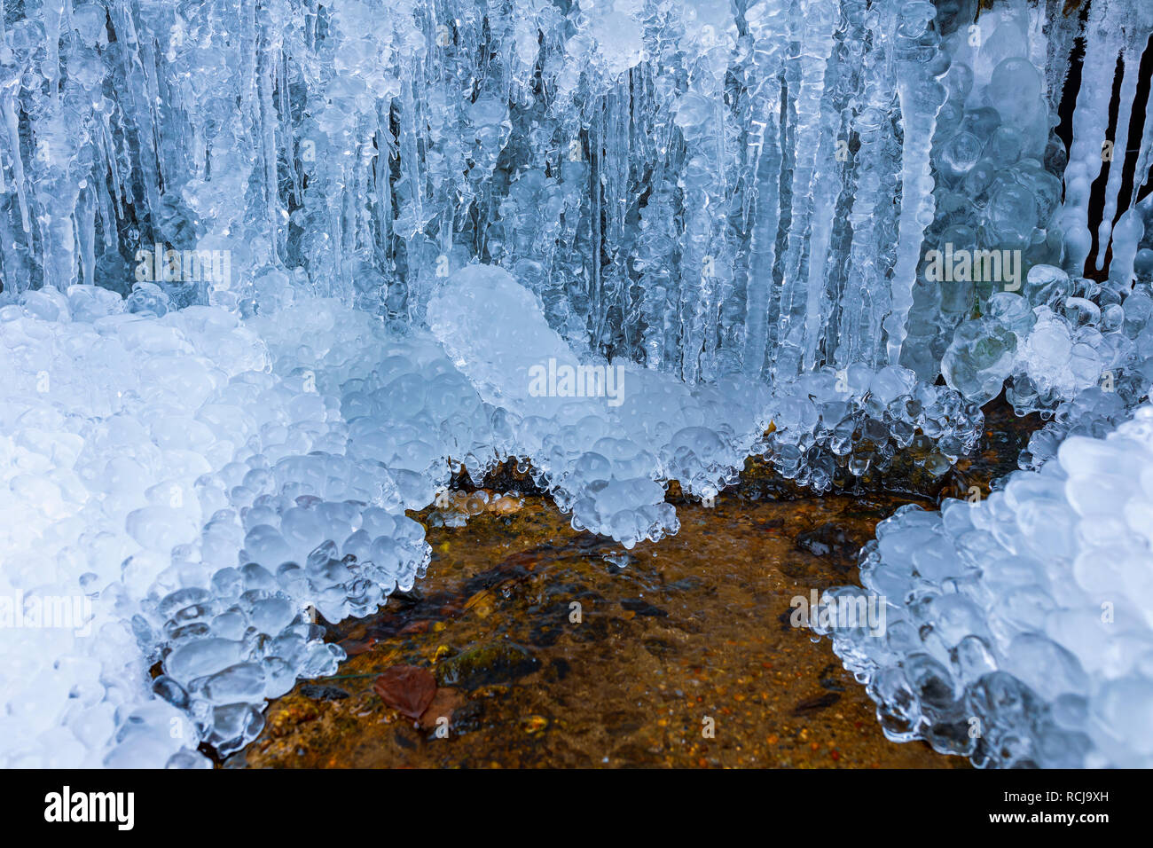 Picture of icicles and various forms of ice Stock Photo Alamy