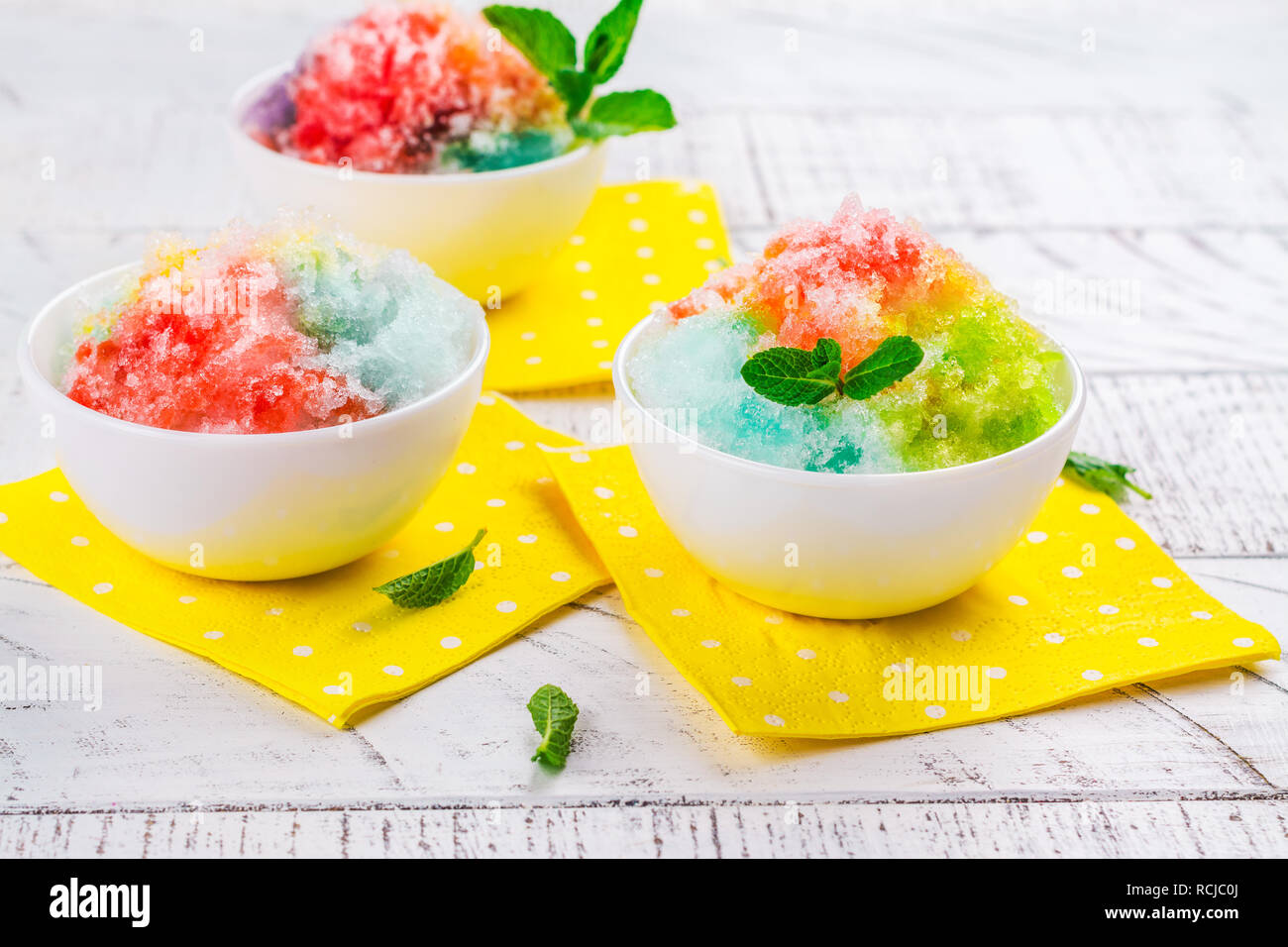 Homemade rainbow shaved ice Stock Photo Alamy
