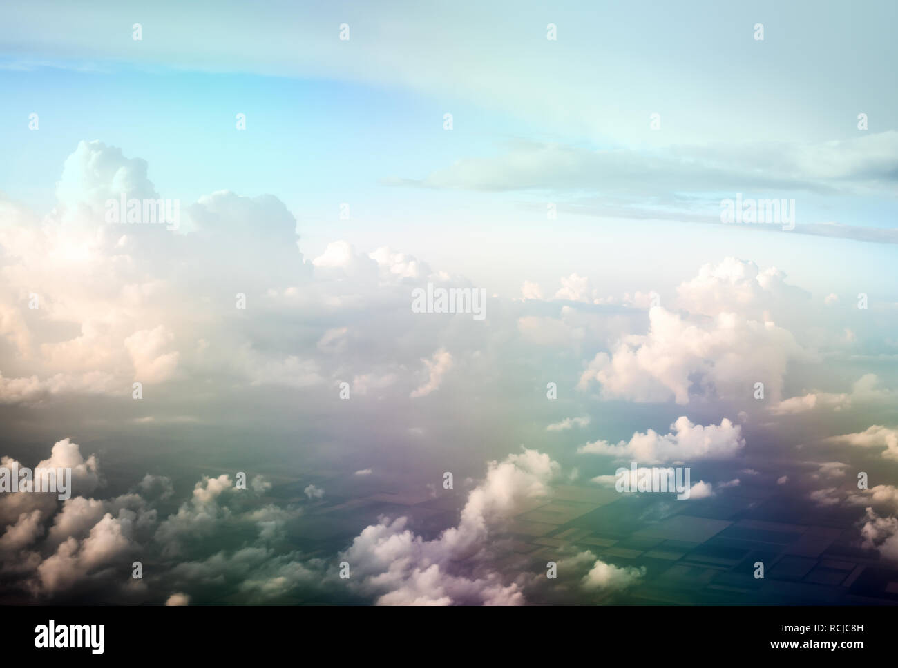 Atmosphere space air sky and clouds Stock Photo