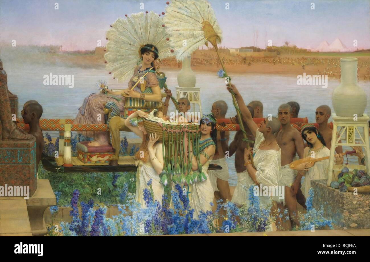 The Finding of Moses. Museum: PRIVATE COLLECTION. Author: ALMA-TADEMA, SIR LAWRENCE. Stock Photo