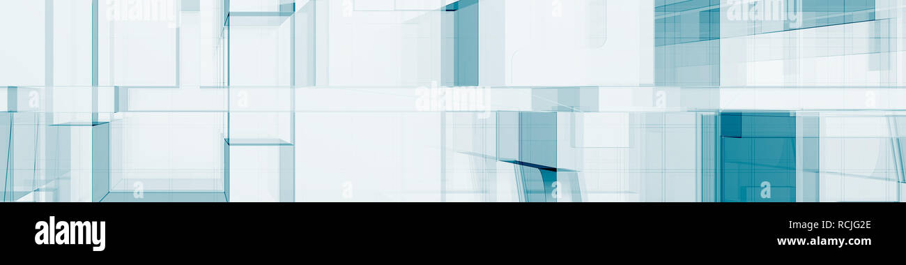 Abstract blue architecture 3d rendering Stock Photo - Alamy