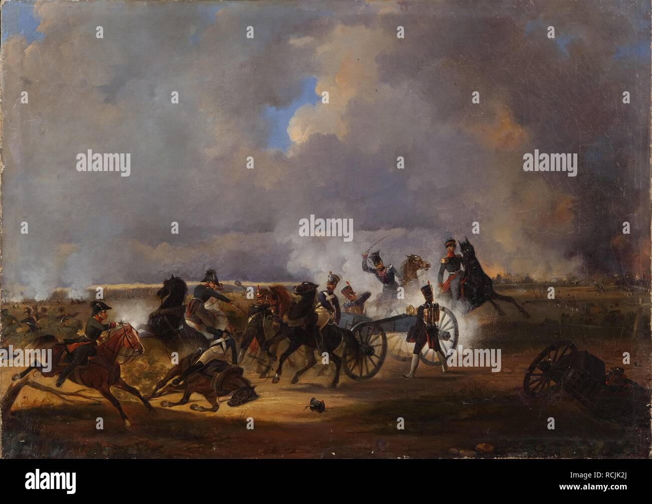 The Battle of Koenigswartha on May 19, 1813. Museum: State History Museum, Moscow. Author: KOTZEBUE, ALEXANDER VON. Stock Photo