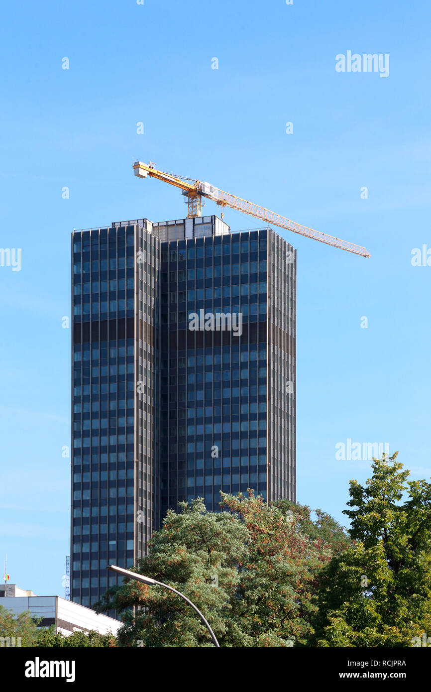 Berlin Steglitz construction crane on the roof Stock Photo