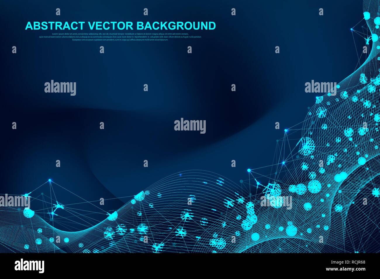 Futuristic abstract vector background blockchain technology. Deep web background. Peer to peer network business concept. Global cryptocurrency blockchain vector banner. Wave flow Stock Vector