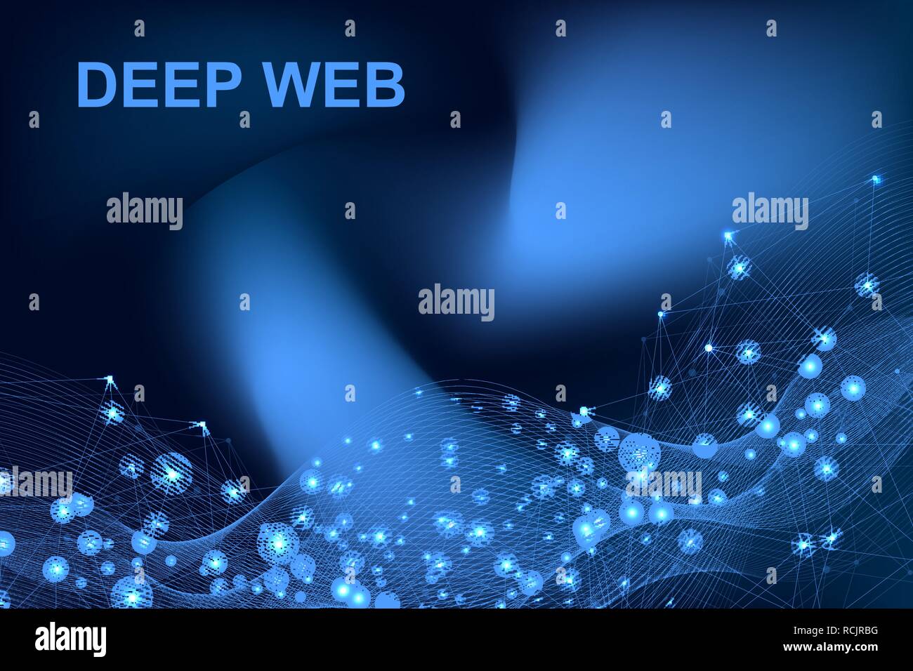 Futuristic abstract vector background blockchain technology. Deep web background. Peer to peer network business concept. Global cryptocurrency blockchain vector banner. Wave flow Stock Vector