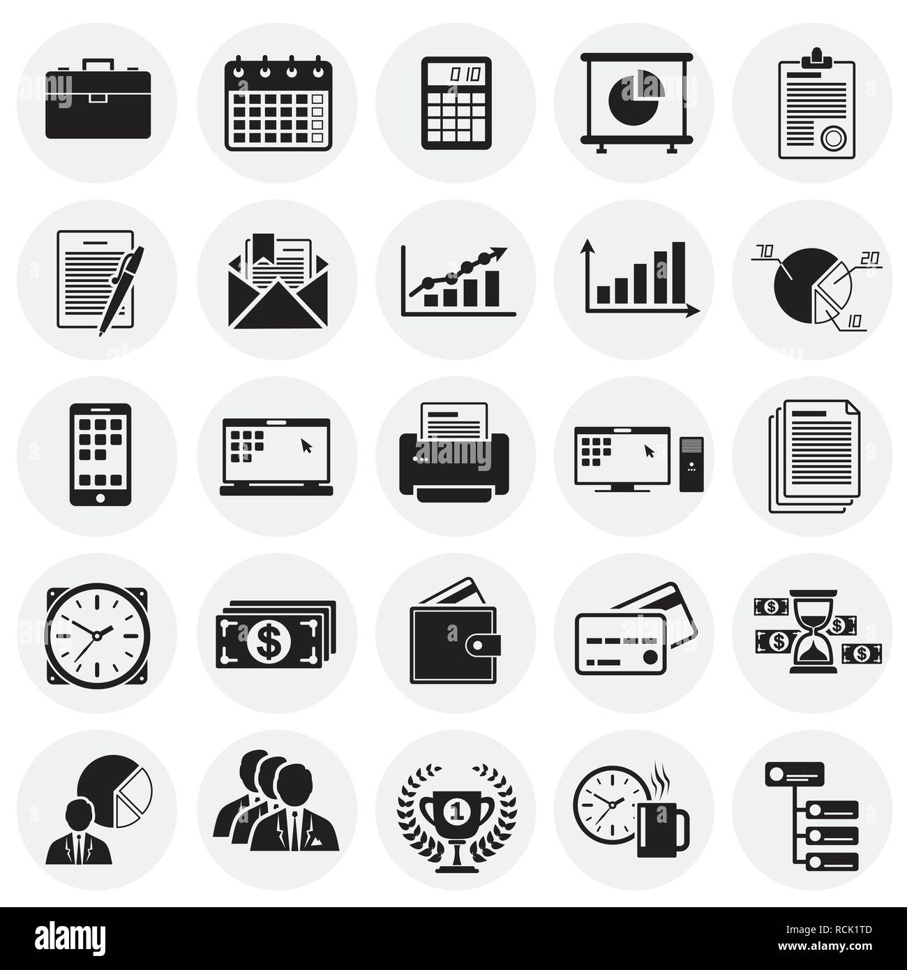 Business icons set on circles background for graphic and web design ...
