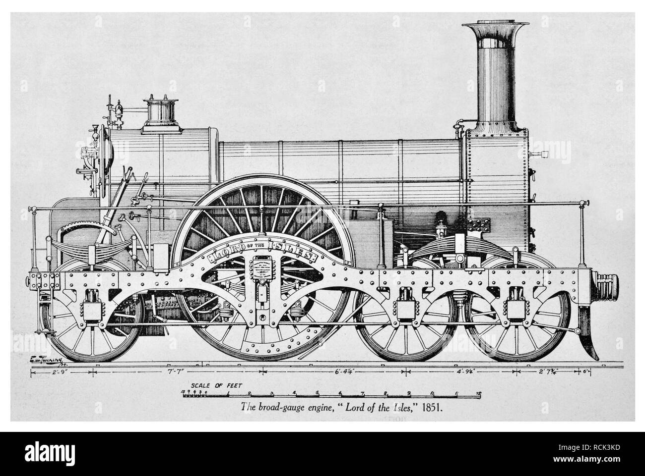 Lord of the Isles broad gauge engine 1851 Stock Photo