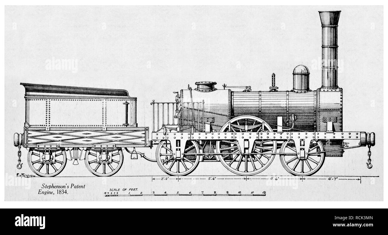 George Stephenson's Patent Engine 1834 Stock Photo
