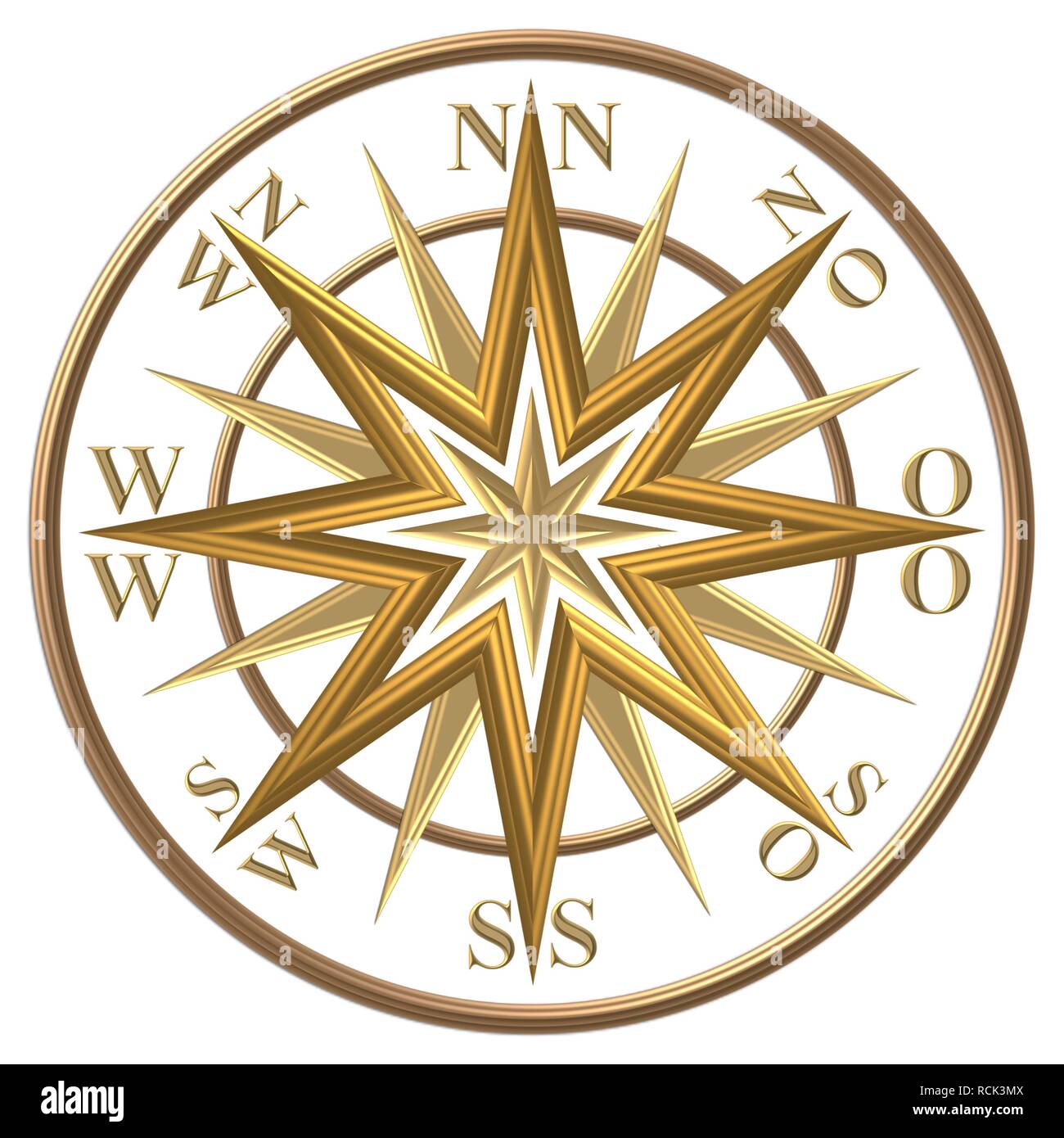 Goldener Kompass Windrose Schiffssteuerrad Stock Photo Alamy