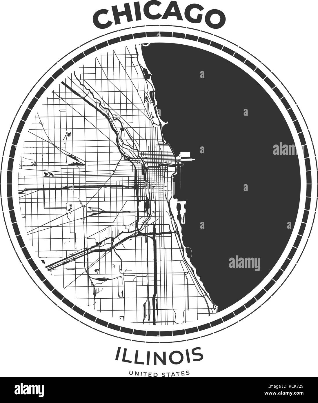 T-shirt map badge of Chicago, Illinois. Tee shirt print typography label badge emblem. Vector illustration Stock Vector