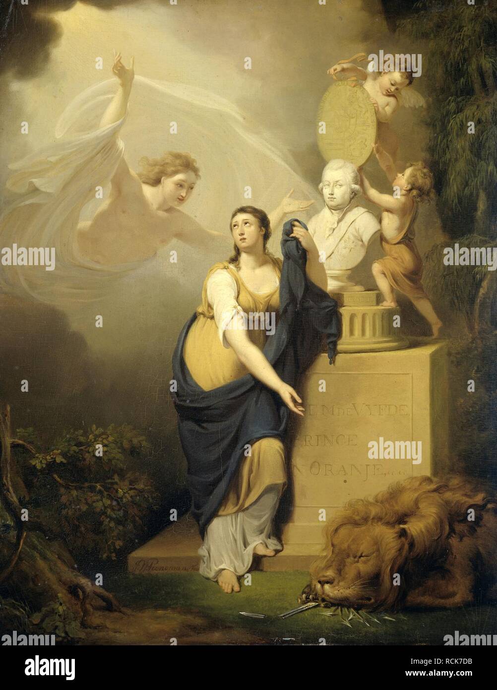 Allegorie op de dood van Willem V, prins van Oranje, 1806 Rijksmuseum  SK-A-4268 Stock Photo - Alamy, image size:1002x1390