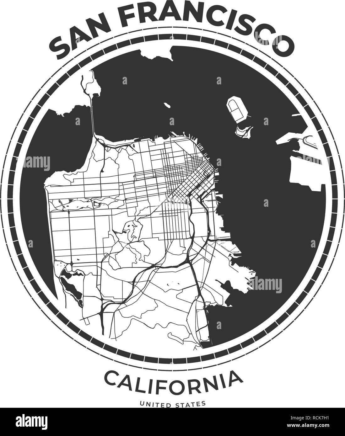 T-shirt map badge of San Francisco, California. Tee shirt print typography label badge emblem. Vector illustration Stock Vector