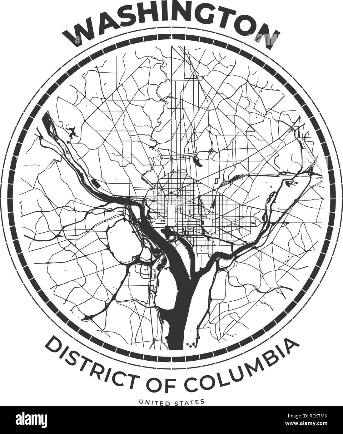 T-shirt map badge of Washington, District of Columbia. Tee shirt print typography label badge emblem. Vector illustration Stock Vector