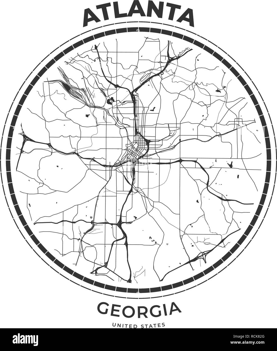 T-shirt map badge of Atlanta, Georgia. Tee shirt print typography label badge emblem. Vector illustration Stock Vector