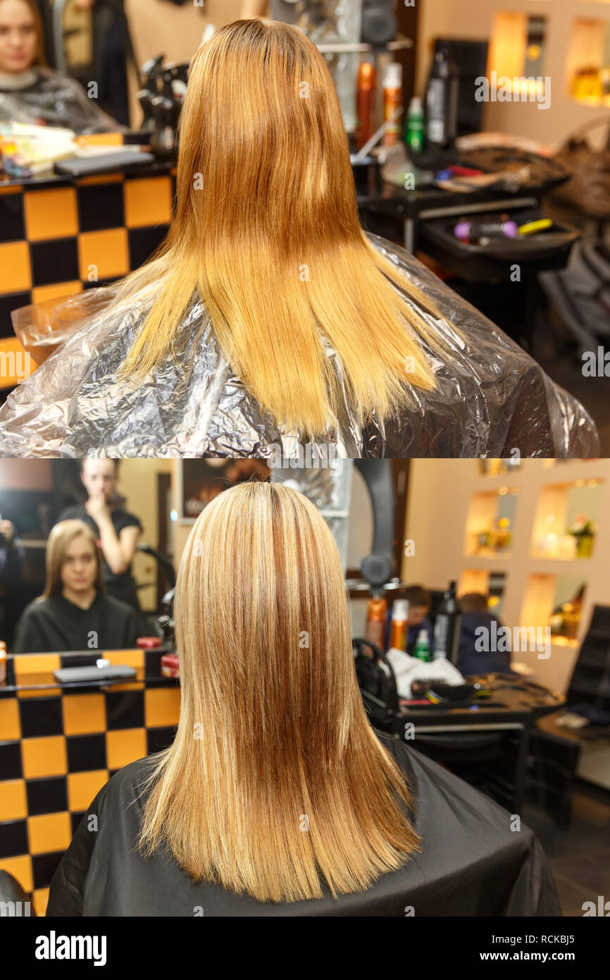 Hair color before and after hires stock photography and images Alamy