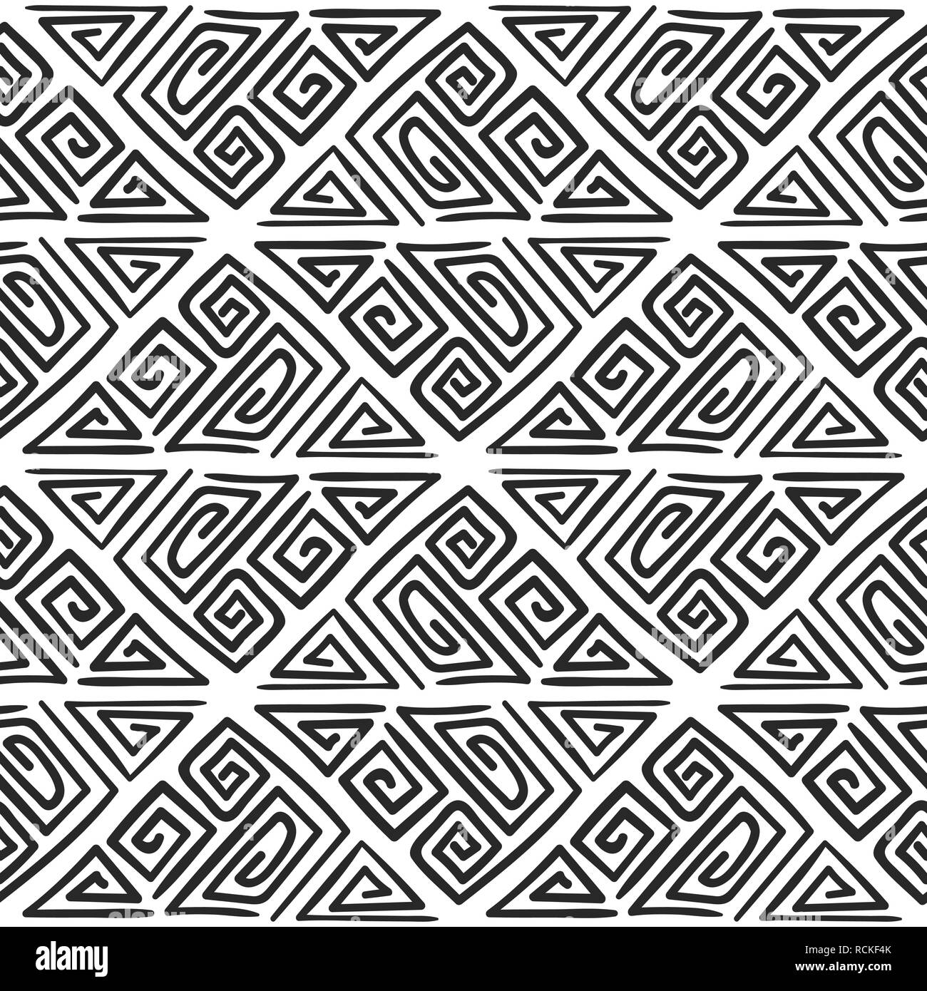 Abstract monochrome seamless hand drawn pattern Stock Vector