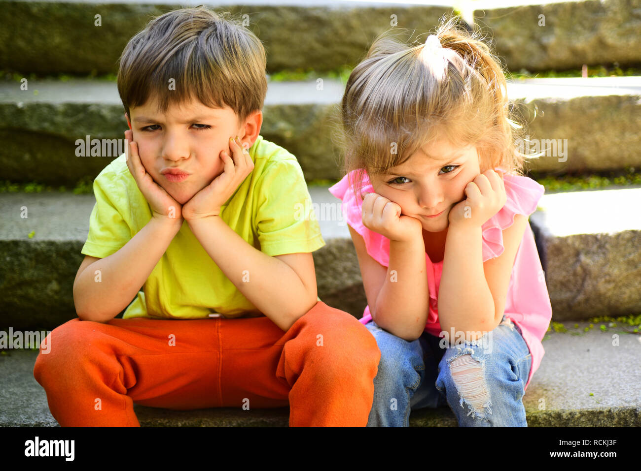 Summer Holiday Vacation Couple Of Little Children Boy And Girl Childhood First Love Best Friends Friendship