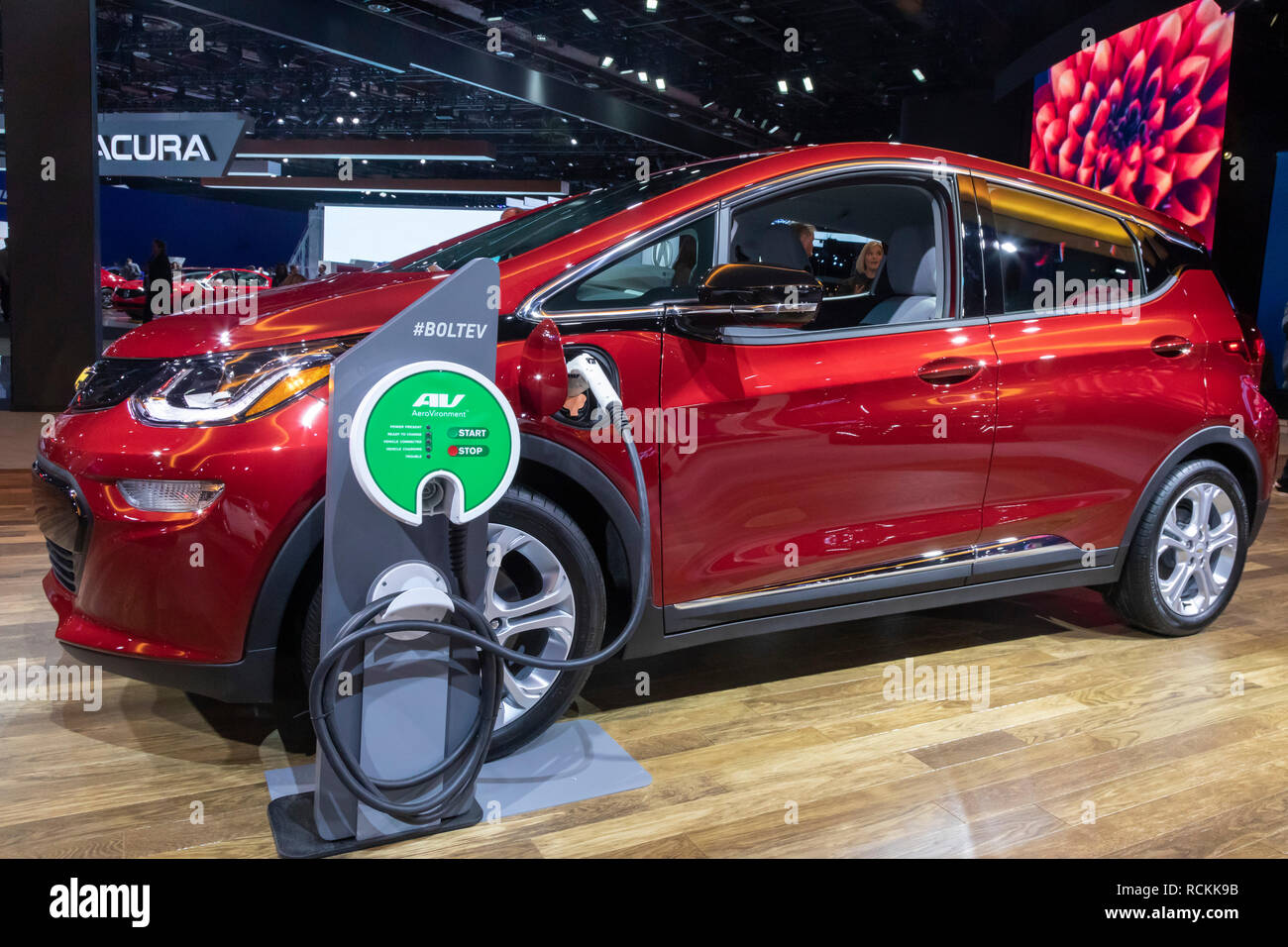 Detroit, Michigan - The Chevrolet Bolt electric car on display at the North American International Auto Show. Stock Photo