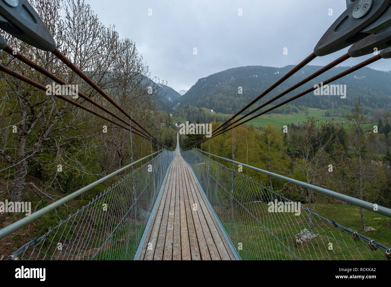 Suspension Bridge in Switzerland Stock Photo Alamy
