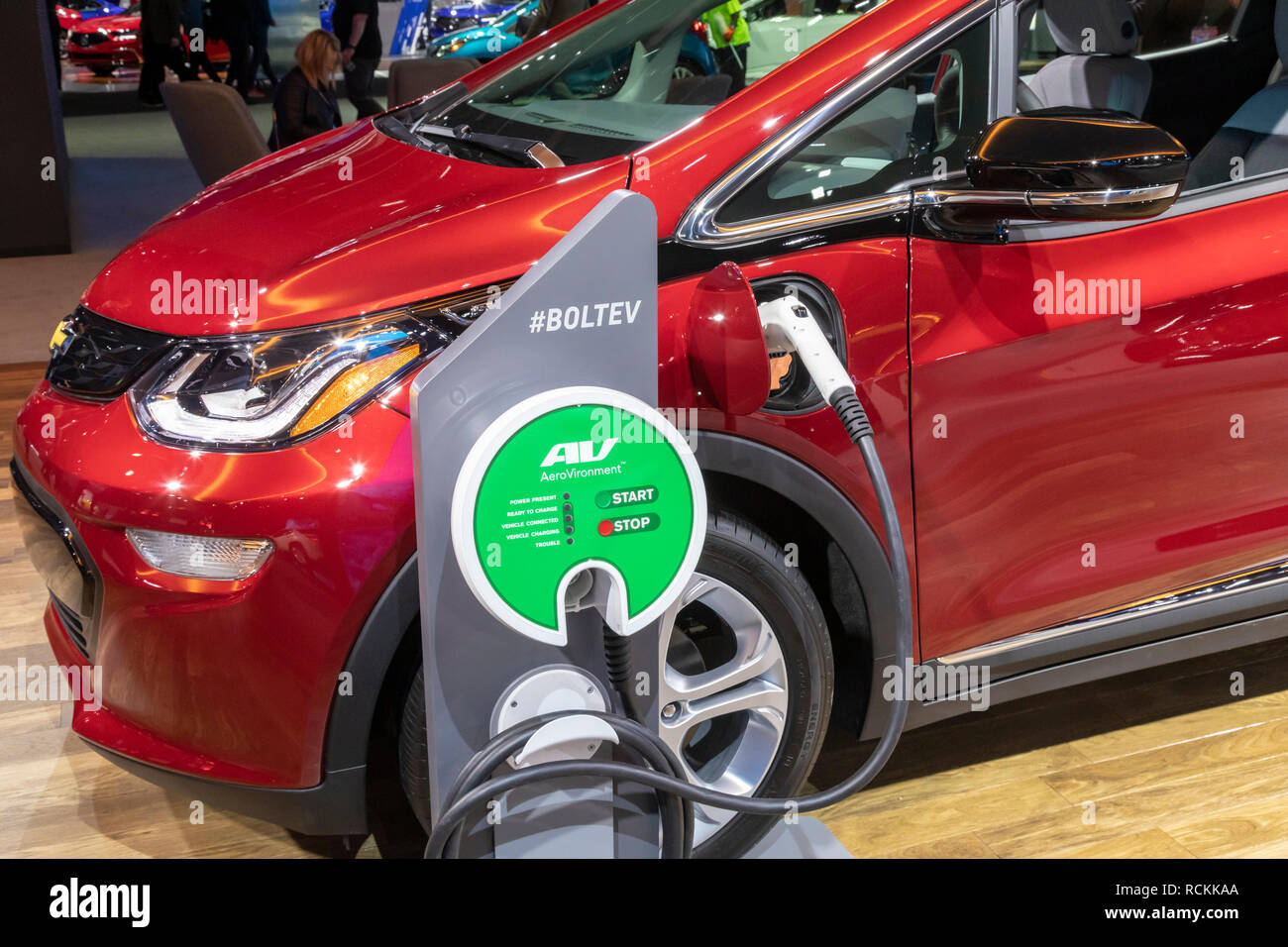 Detroit, Michigan - The Chevrolet Bolt electric car on display at the North American International Auto Show. Stock Photo