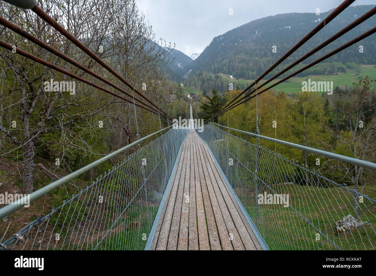 Suspension Bridge in Switzerland Stock Photo Alamy