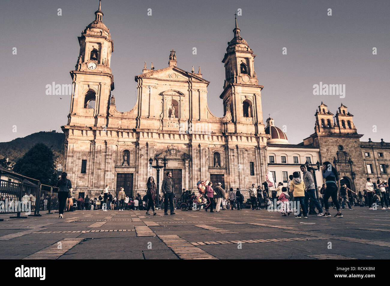 Metropolitan Cathedral Basilica of the Immaculate Conception in plaza de Bolivar, Bogota, Colombia. Stock Photo