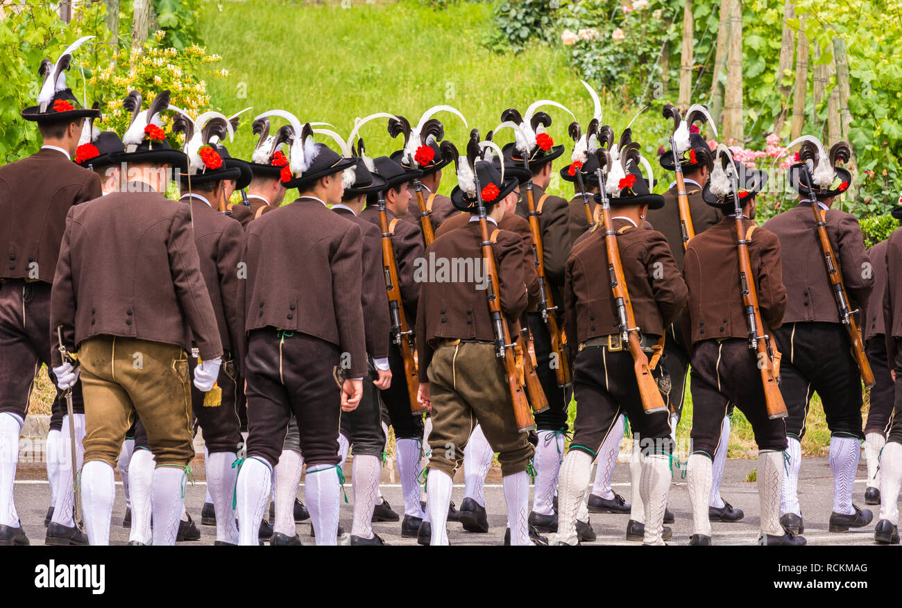 Corpus Christi ceremony procession in Kurtatsch an der Weinstrasse