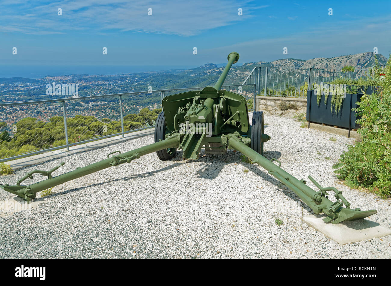A Pak 40 75 mm anti-tank gun in the memorial dedicated to the 1944 Allied landings in Provence,Operation Dragoon,Mont Faron, Toulon Stock Photo