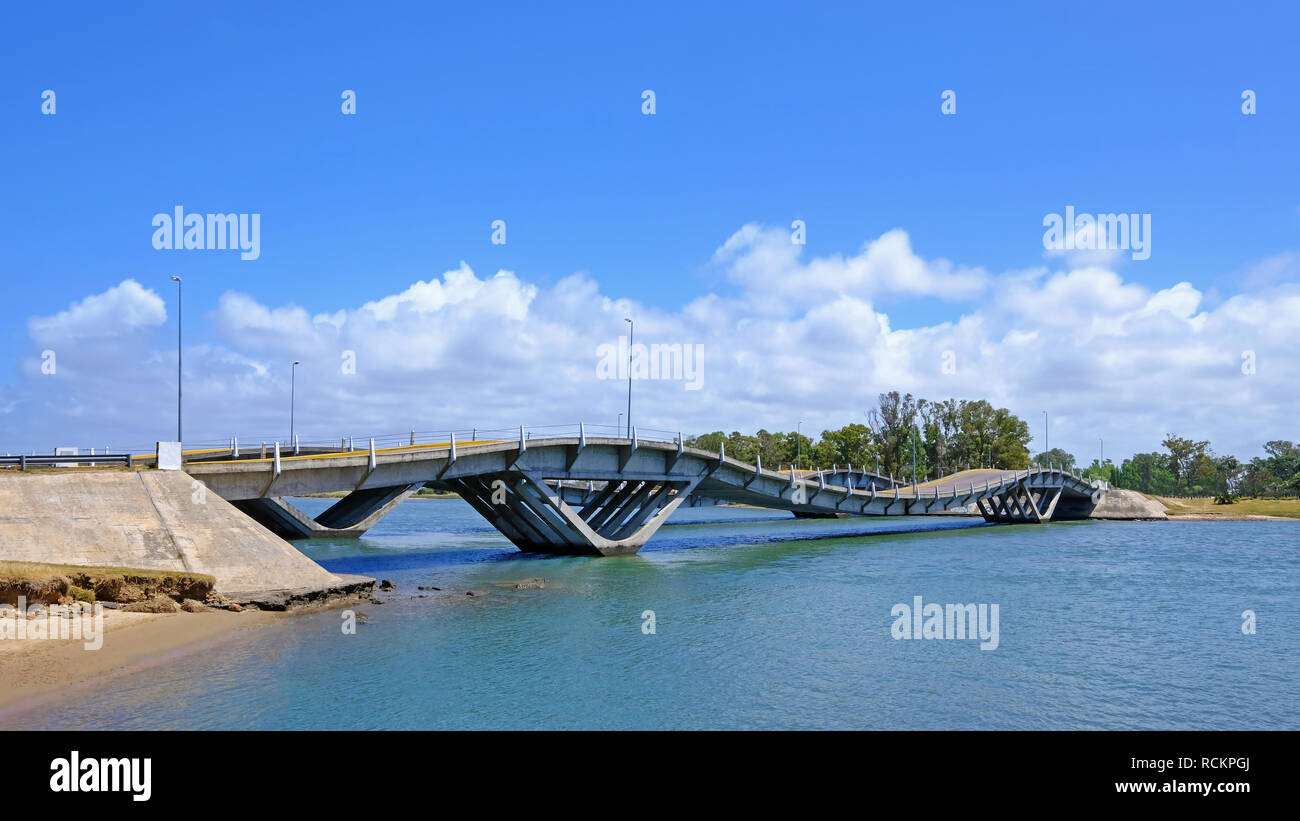 Wavy bridge, created by the engineer Leonel Viera, Punta Del Este, Uruguay, South America Stock Photo