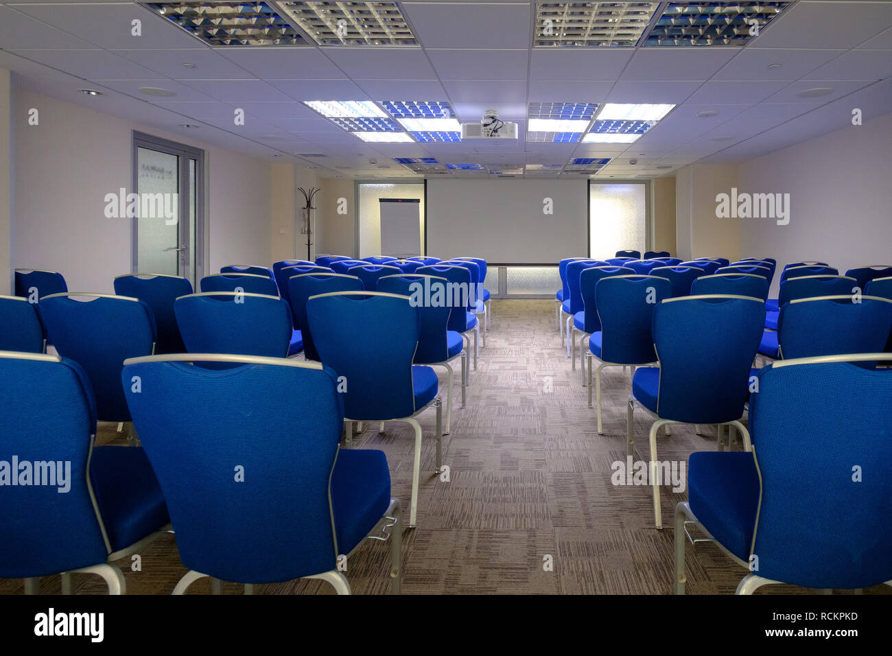 Interior of conference hall during Blockchain congress Stock Photo - Alamy
