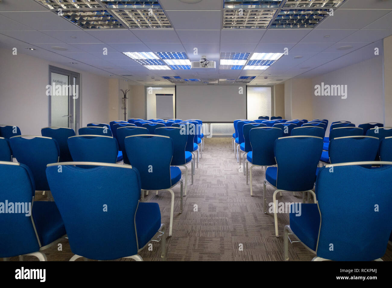Interior of conference hall during Blockchain congress Stock Photo - Alamy