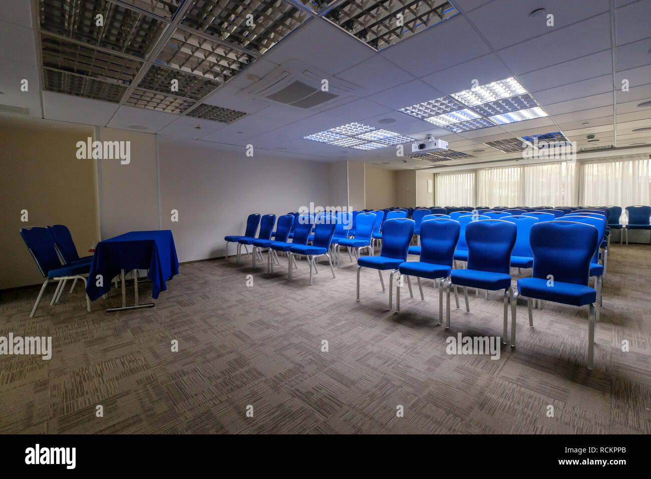 Interior of conference hall during Blockchain congress Stock Photo - Alamy