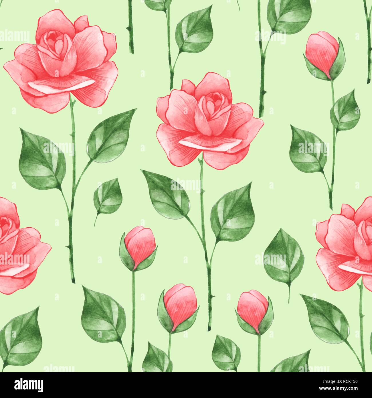 Floral seamless pattern with roses Stock Photo - Alamy