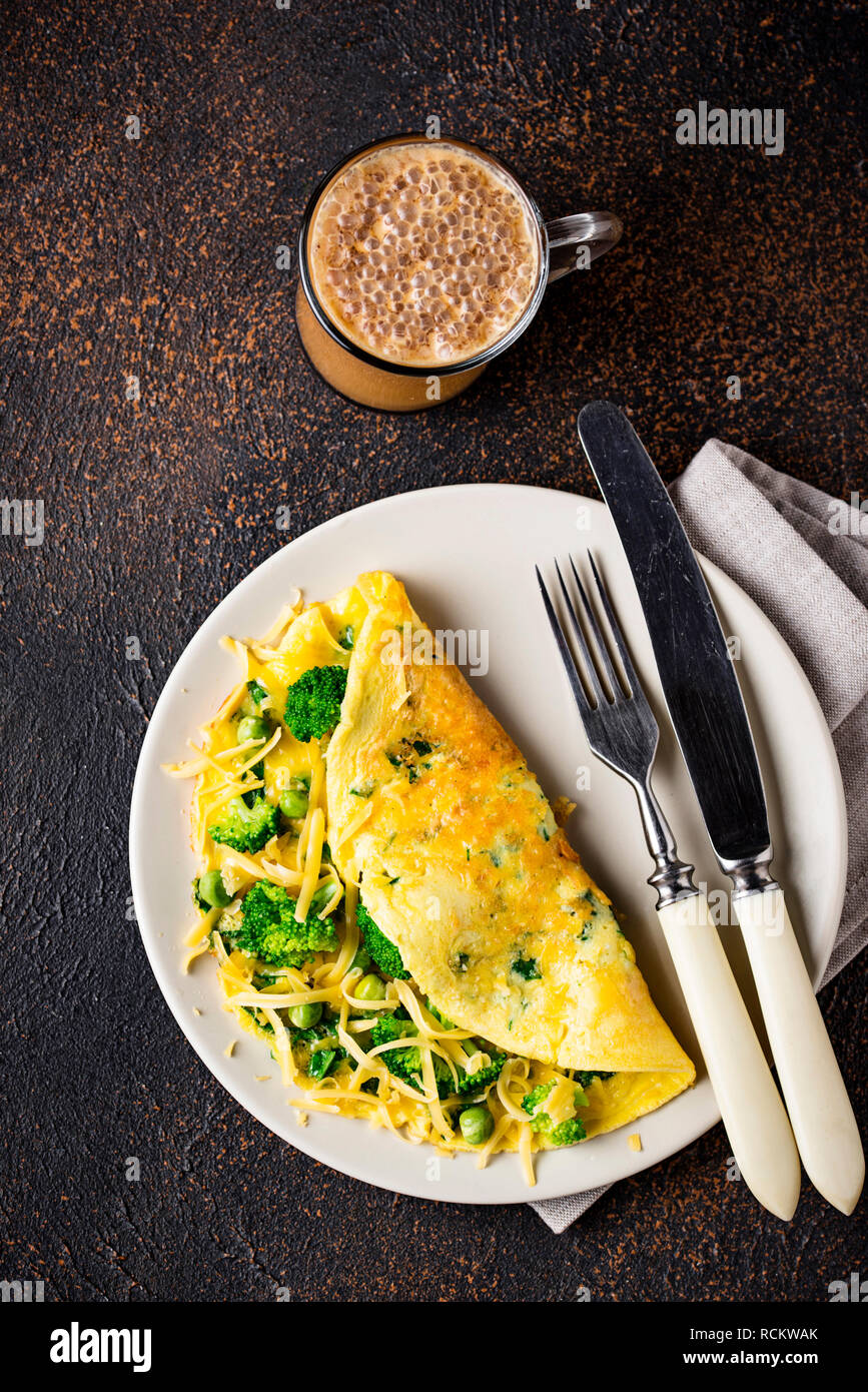 Keto low carb omelet  and bulletproof coffee Stock Photo