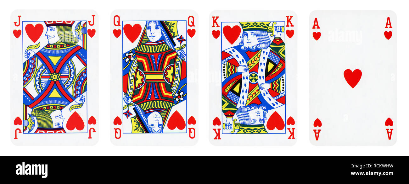 The King, Queen, Jack And Ace Of The Hearts Suit From A Deck Of Playing  Cards Stock Photo, Picture and Royalty Free Image. Image 3143477.