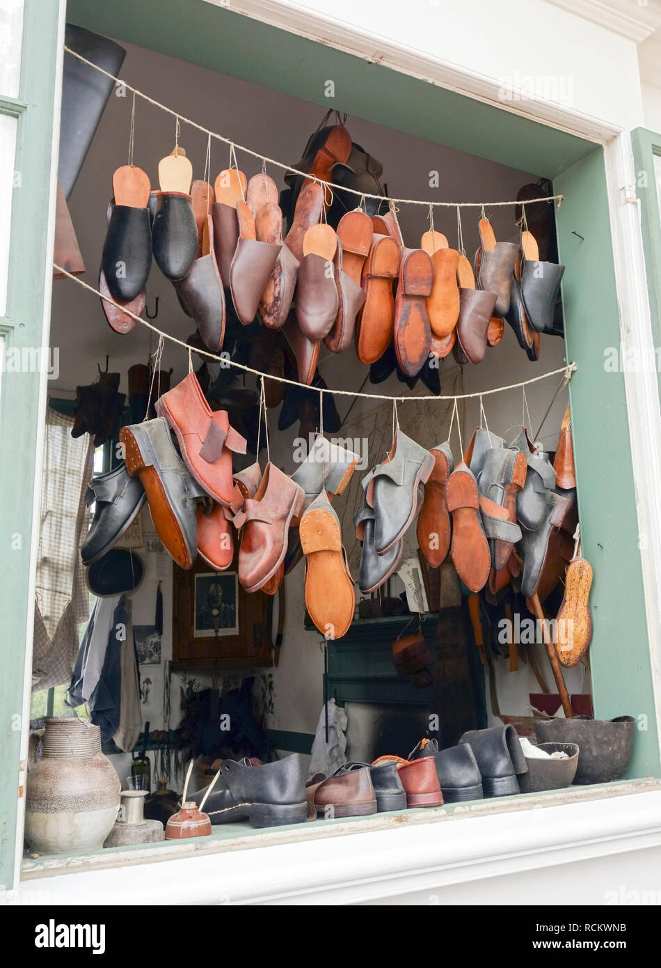 Shoemaker in Colonial Williamsburg, Virginia, US, 2017. Stock Photo