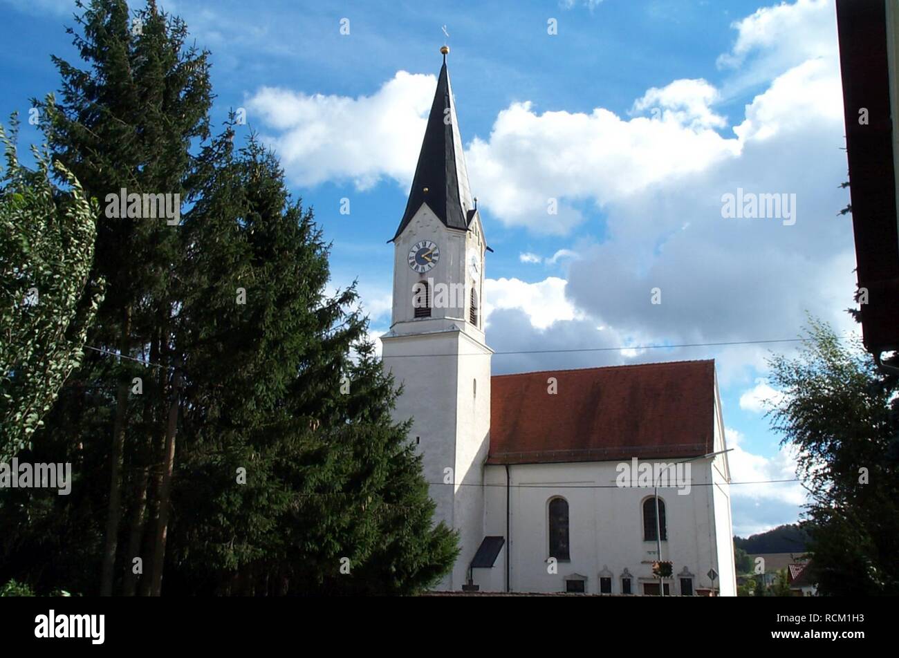 Allersdorf-Kirche-Mariä-Himmelfahrt. Stock Photo