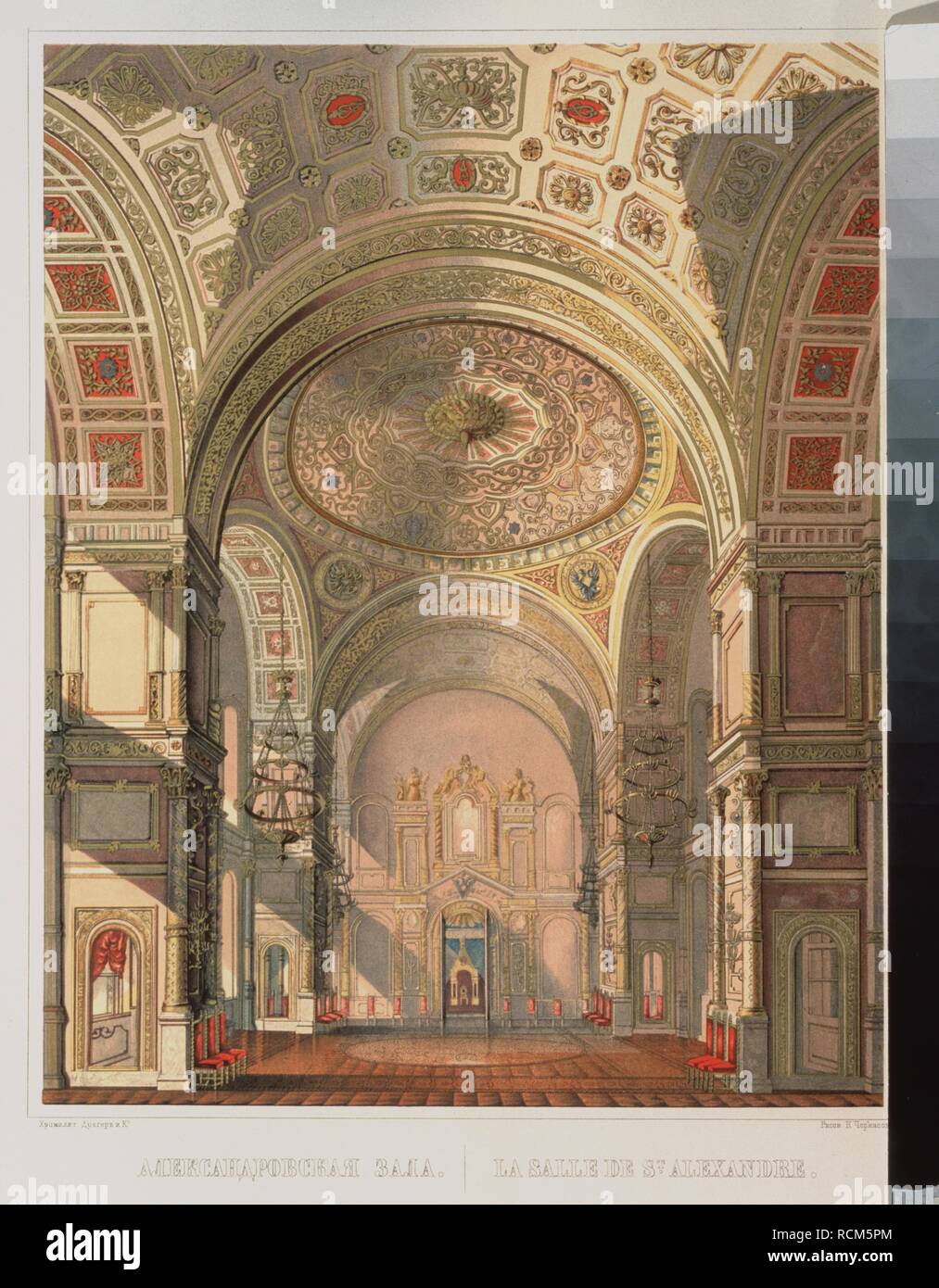 The Hall of the Order of Saint Alexander in the Grand Kremlin Palace. Museum: Russian State Library, Moscow. Author: CHERKASOV, NIKOLAI. Stock Photo