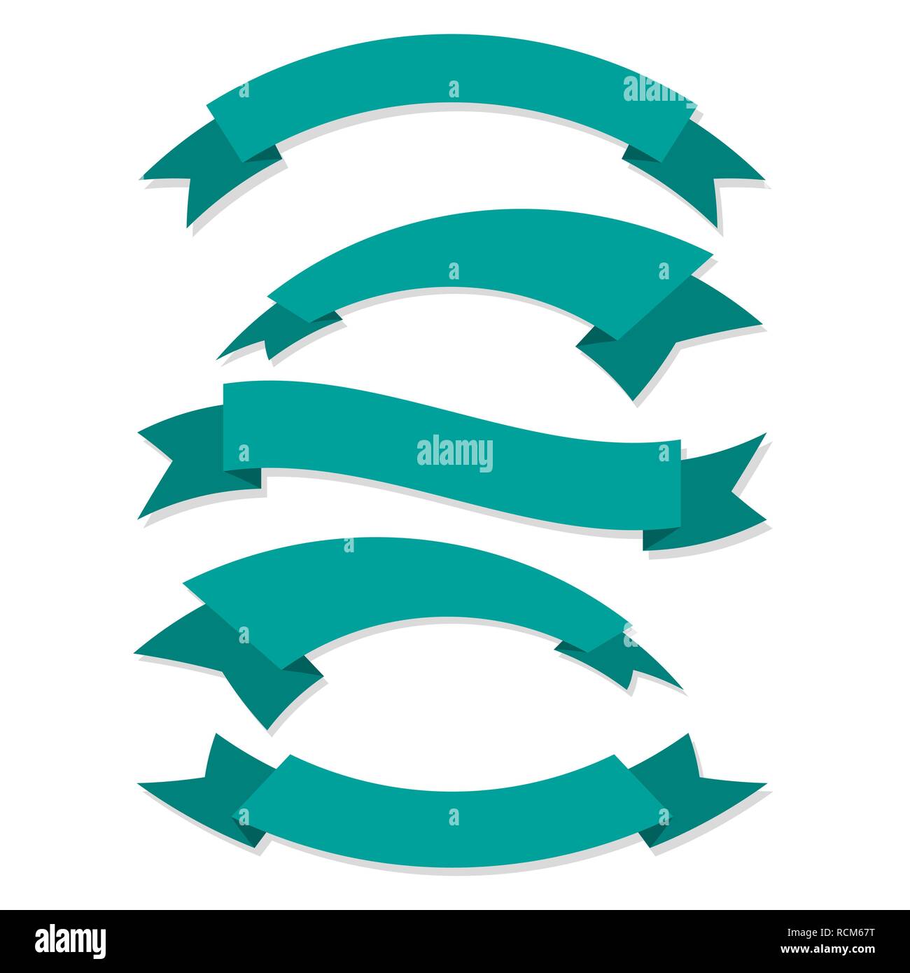 Set of ribbons or banners in flat design. Vector illustration. Ribbons