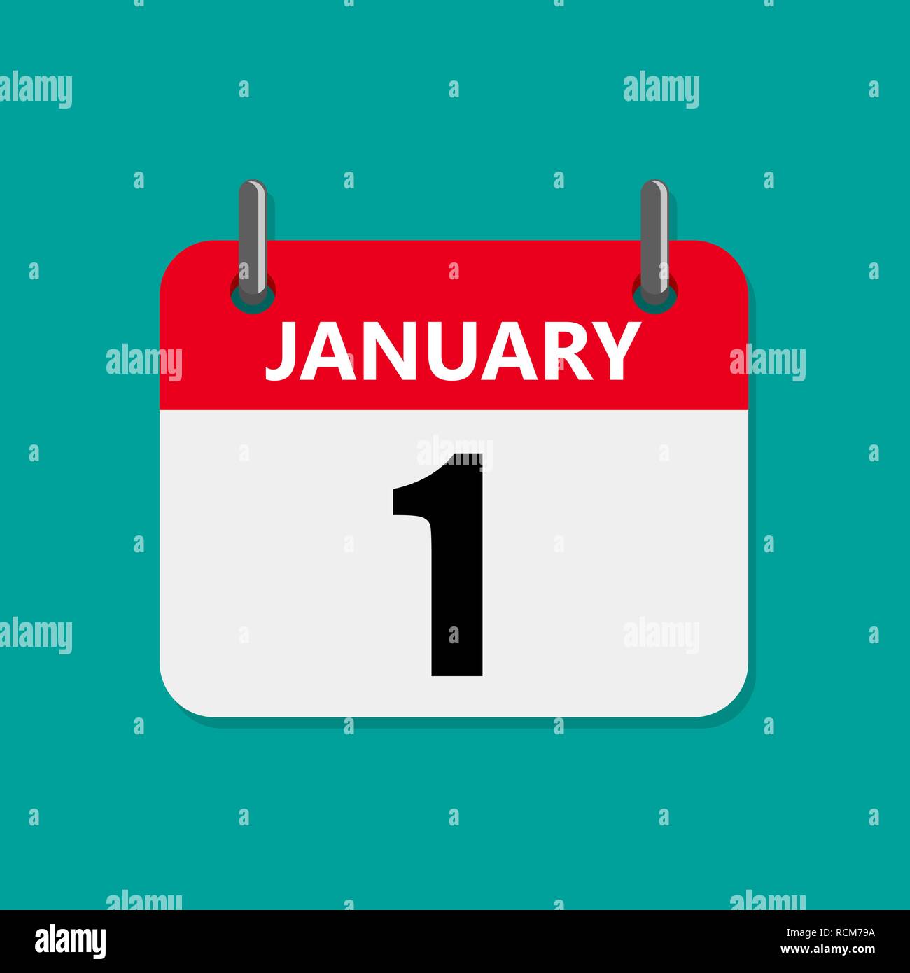January 1, Calendar icon in a flat design. Vector illustration. The concept of celebrating the New Year. Stock Vector