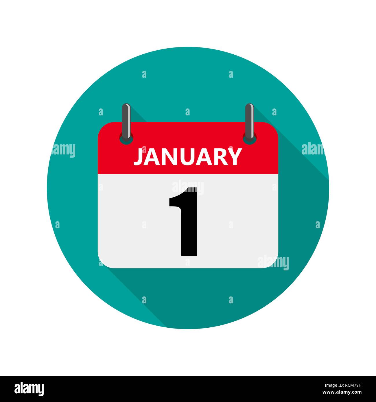 January 1, Calendar icon in a flat design. Vector illustration. The concept of celebrating the New Year. Stock Vector