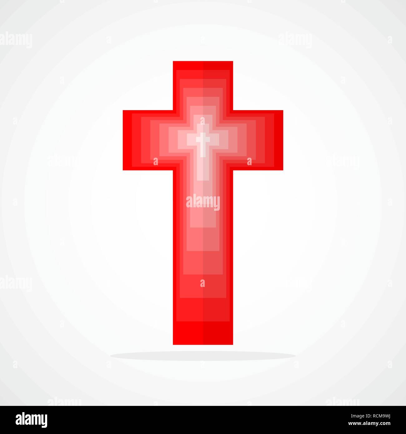 Abstract christian cross icon. Vector illustration. Red christian cross isolated on light background. Stock Vector