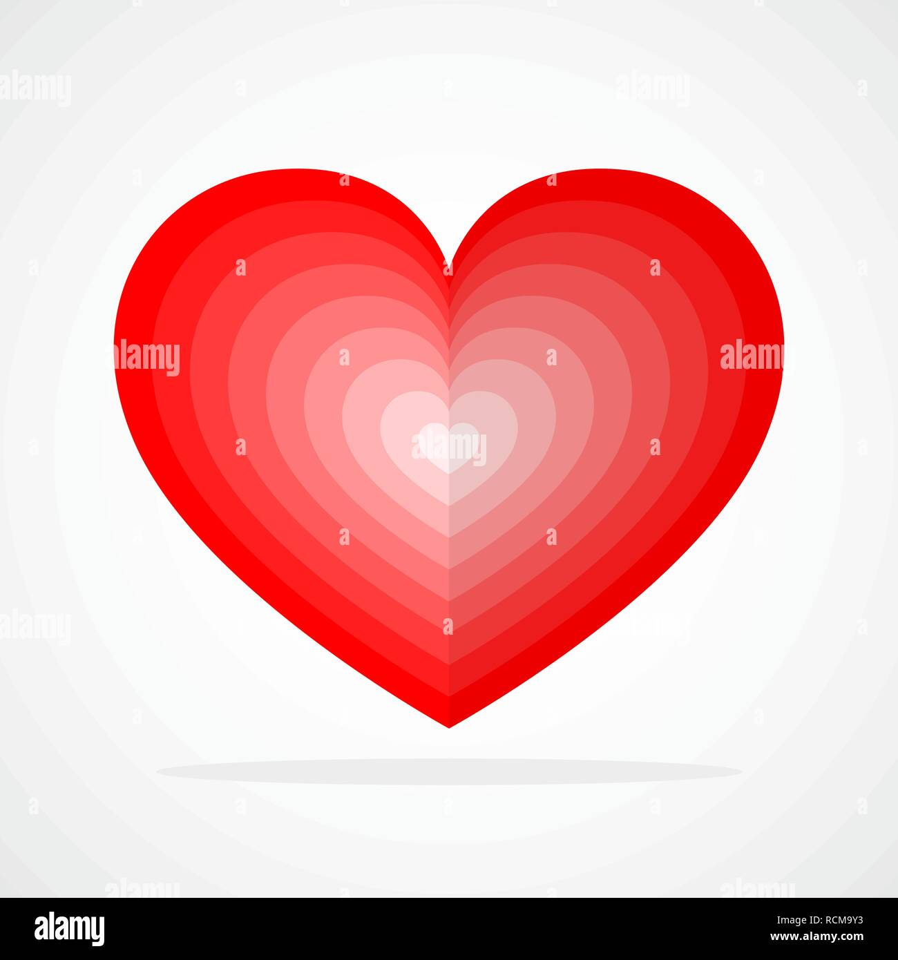 Red heart for the Valentine's day. Abstract heart on white background in flat design. Vector illustration. Stock Vector