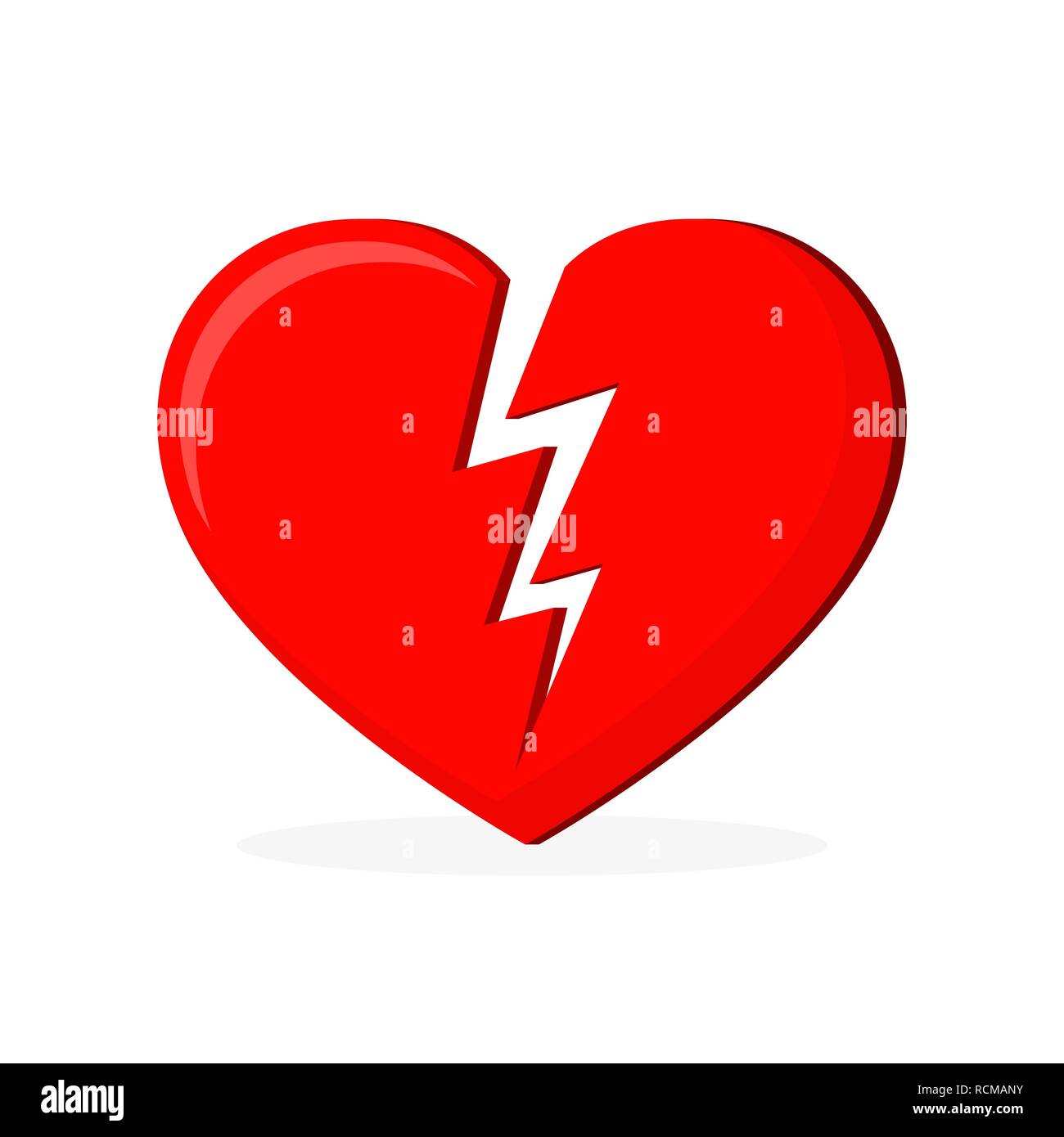 Broken heart icon in flat design. Vector illustration. Abstract red heart isolated Stock Vector