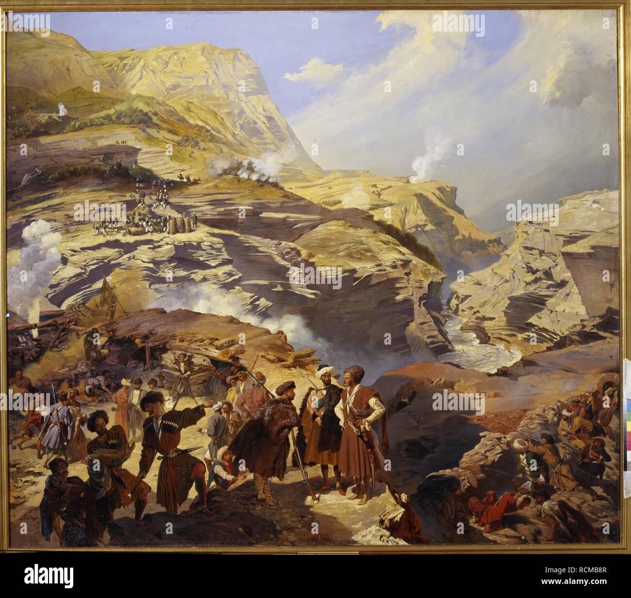 The Russo-Circassian Battle of Akhatla on May 8, 1841. Museum: State Russian Museum, St. Petersburg. Author: Gagarin, Grigori Grigorievich. Stock Photo
