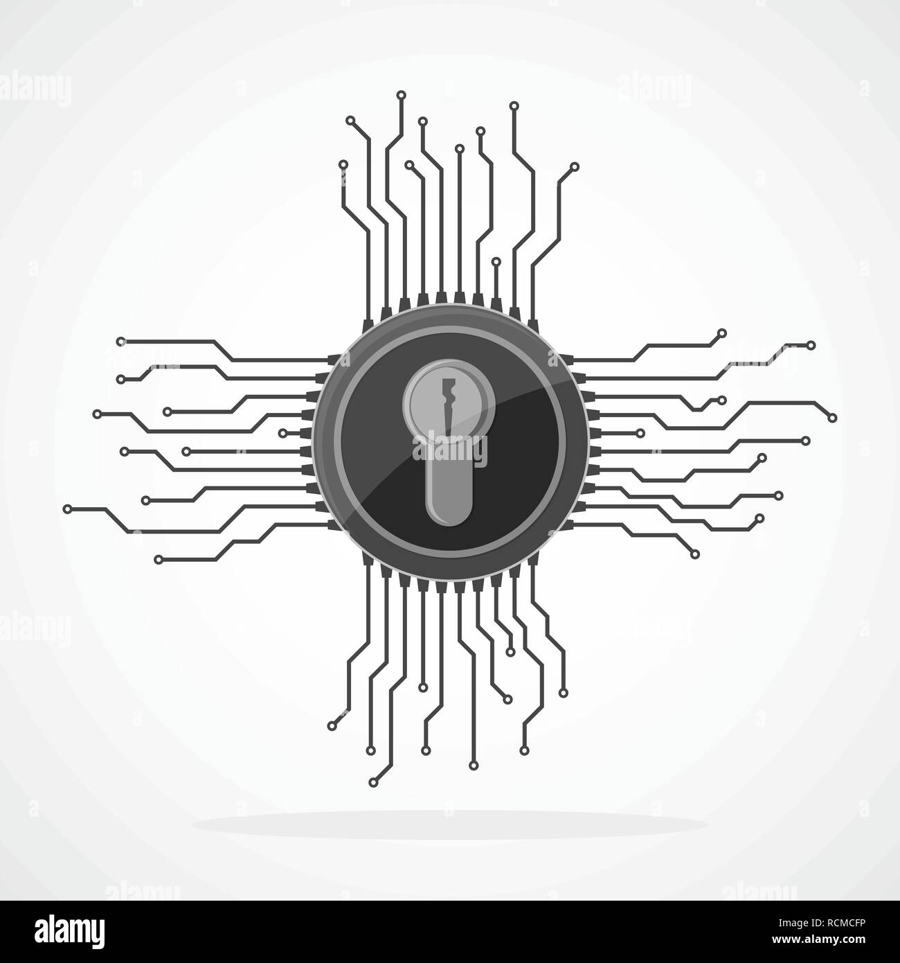 Electronic lock icon in flat design. Vector illustration. Information security concept, isolated on light background Stock Vector