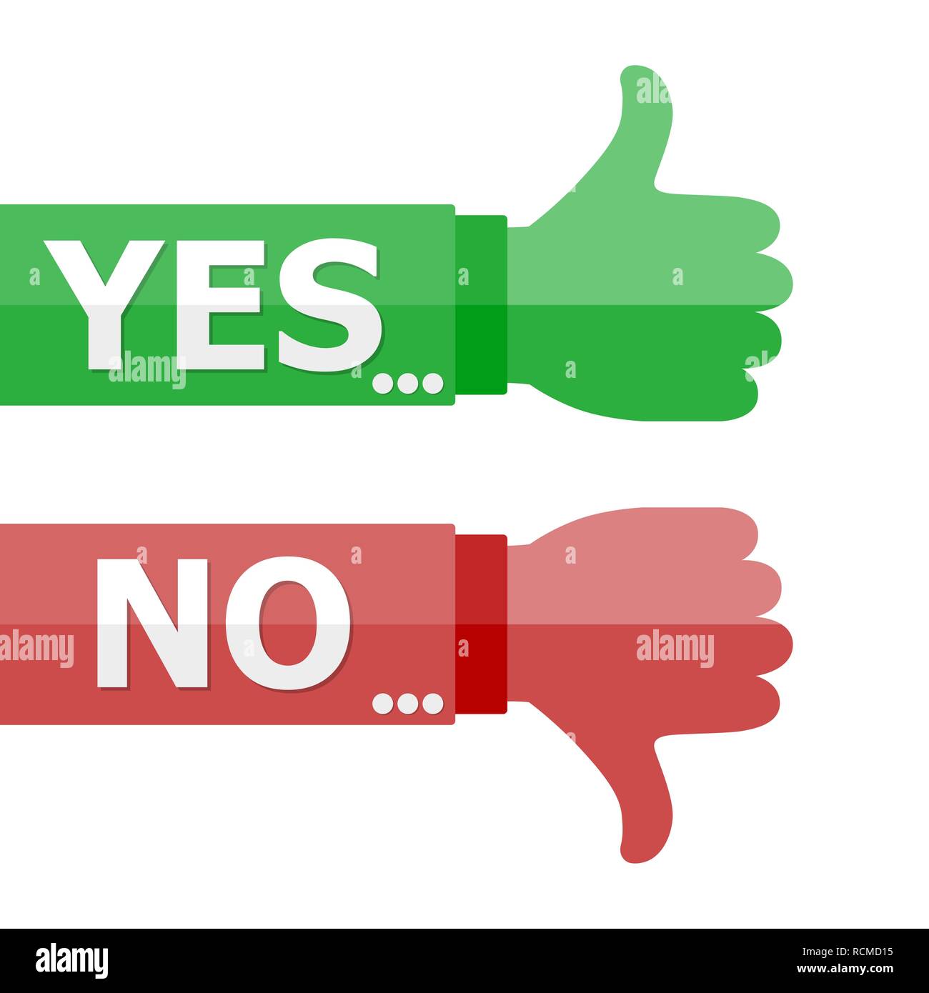 Thumb up and down signs in flat design. Vector illustration. Like and dislike concept. Stock Vector