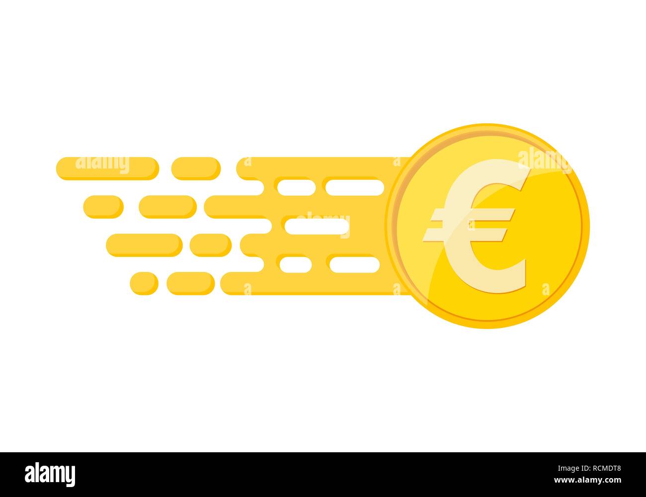 Euro coin in flat design. Vector illustration. Gold euro coin - income concept Stock Vector
